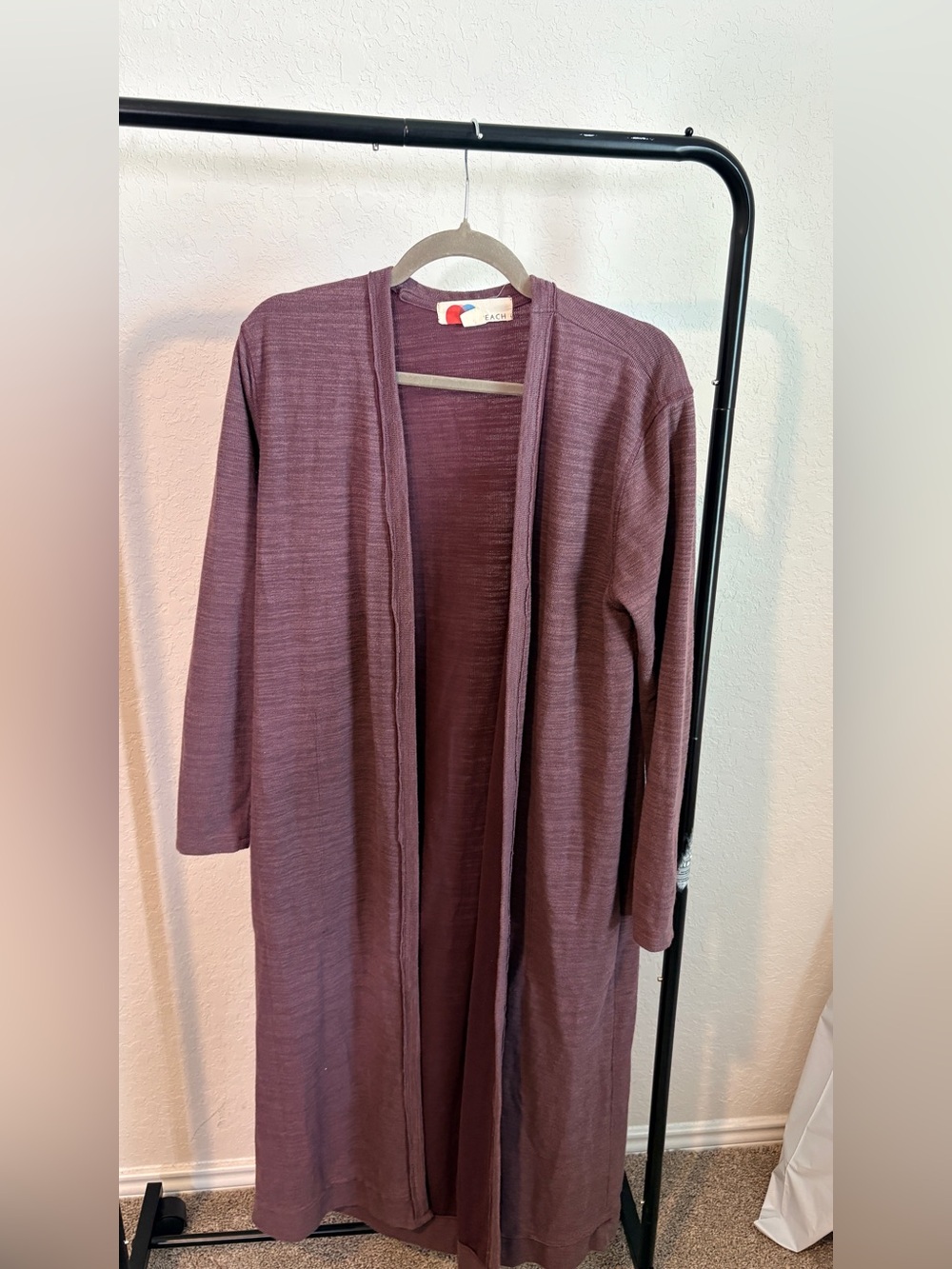 Free People Dusty Plum Longline Open Cardigan